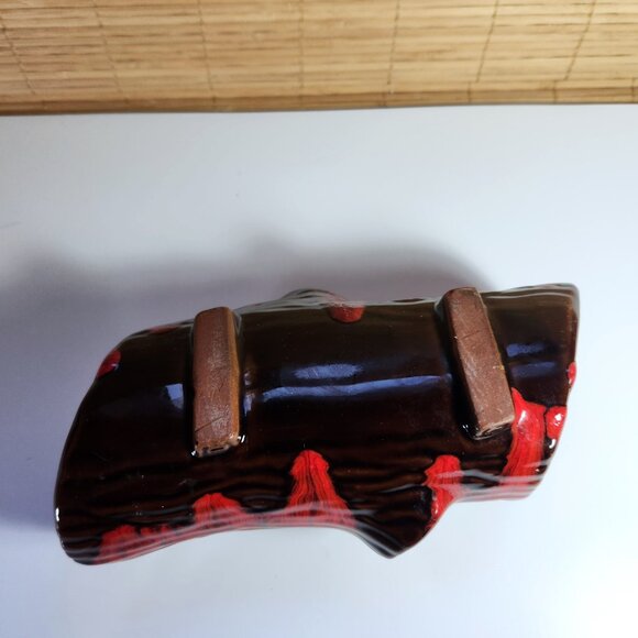 Blue Mountain Red Log Planter TV Top Bookcase Shelf 1960s Vibe - Picture 6 of 10